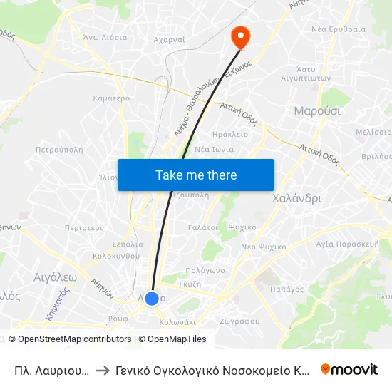 Πλ. Λαυριου - Pl. Layrioy to General Oncology Hospital of Kifissia Saints Anargyroi map