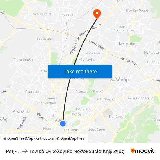 Ρεξ - Rex to General Oncology Hospital of Kifissia Saints Anargyroi map