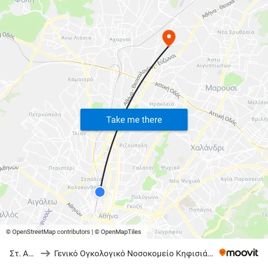 Στ. Αττικη to General Oncology Hospital of Kifissia Saints Anargyroi map