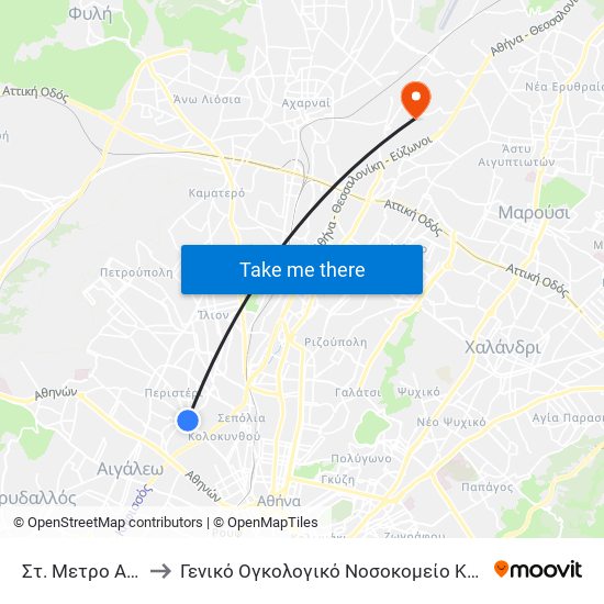 Στ. Μετρο Αγ. Αντωνιος to Γενικό Ογκολογικό Νοσοκομείο Κηφισιάς Οι Άγιοι Ανάργυροι map