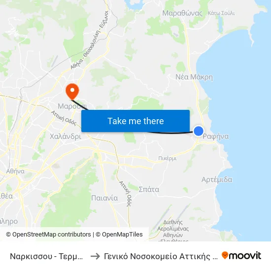 Narcissus - Terminal 314 to General Hospital of Attica "Kat" map