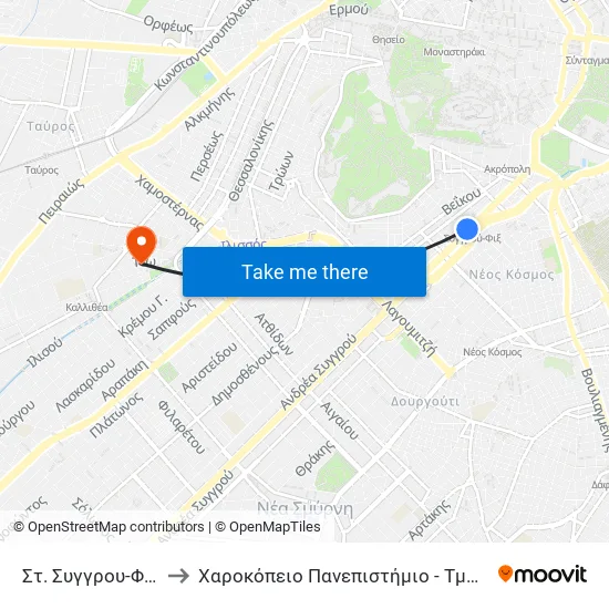Στ. Συγγρου-Φιξ - St. Syggrou-Fix to Χαροκόπειο Πανεπιστήμιο - Τμήμα Πληροφορικής Και Τηλεματικής map
