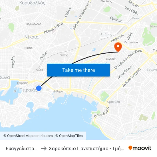 Ευαγγελιστρια - Eyaggelistria to Χαροκόπειο Πανεπιστήμιο - Τμήμα Πληροφορικής Και Τηλεματικής map
