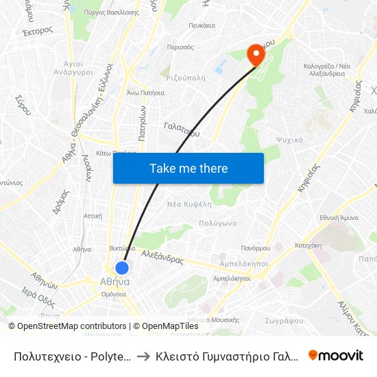 Πολυτεχνειο - Polytexneio to Κλειστό Γυμναστήριο Γαλατσίου map