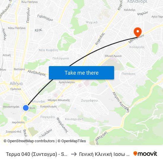Τερμα 040 (Συνταγμα) - Syntagma to Γενική Κλινική Ιασω General map