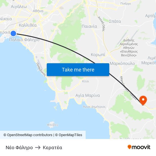 Νέο Φάληρο to Κερατέα map