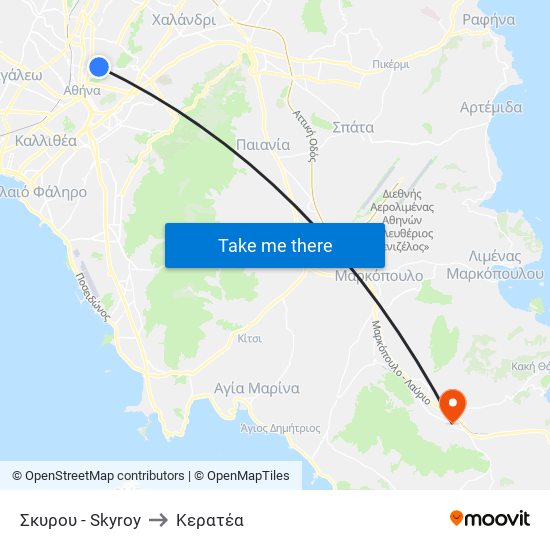 Σκυρου - Skyroy to Κερατέα map