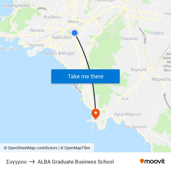 Συγγρου to ALBA Graduate Business School map