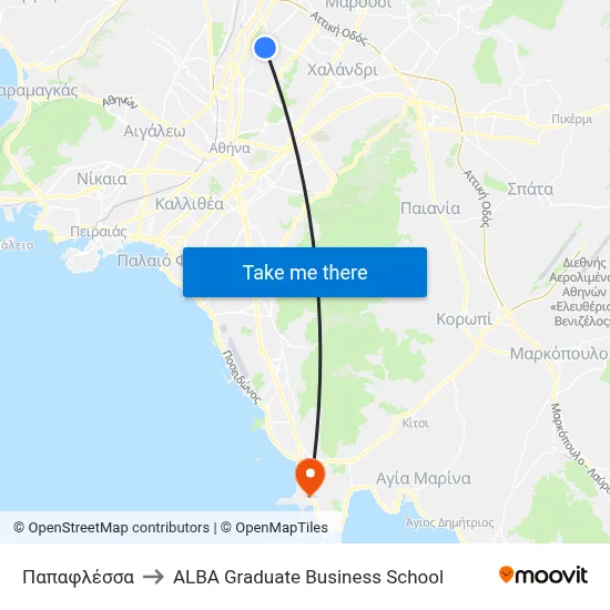 Papaflessas to ALBA Graduate Business School map