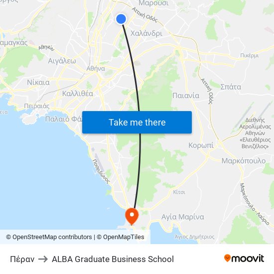 Πέραν to ALBA Graduate Business School map