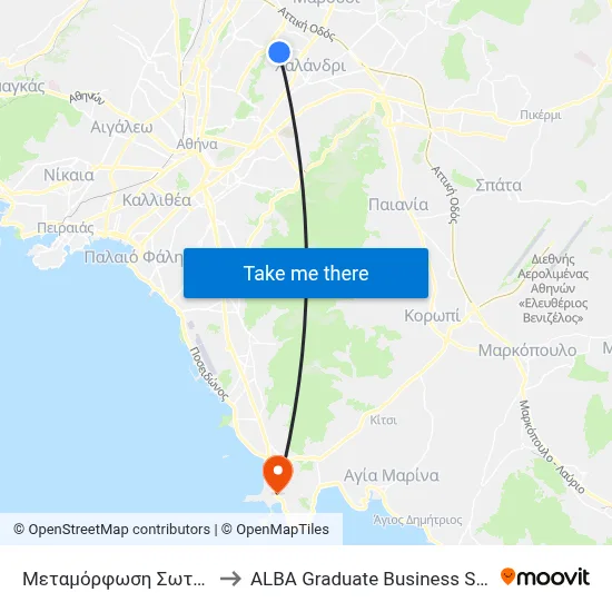 Metamorphosis Sotiros Church to ALBA Graduate Business School map