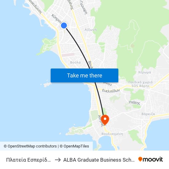 Πλατεία Εσπερίδων to ALBA Graduate Business School map