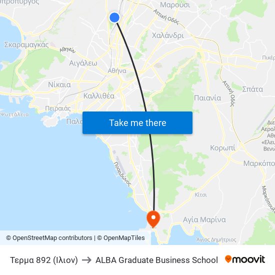 Τερμα 892 (Ιλιον) to ALBA Graduate Business School map