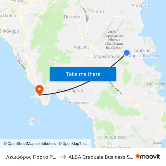 Λεωφόρος Πόρτο Ράφτη to ALBA Graduate Business School map