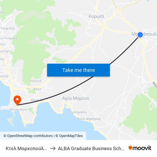 Κτελ Μαρκοπούλου to ALBA Graduate Business School map