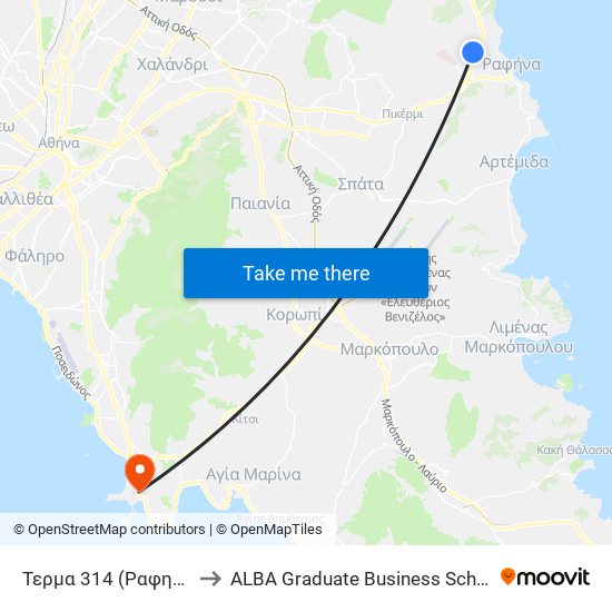 Τερμα 314 (Ραφηνα) to ALBA Graduate Business School map