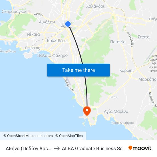 Αθήνα (Πεδίον Άρεως) to ALBA Graduate Business School map