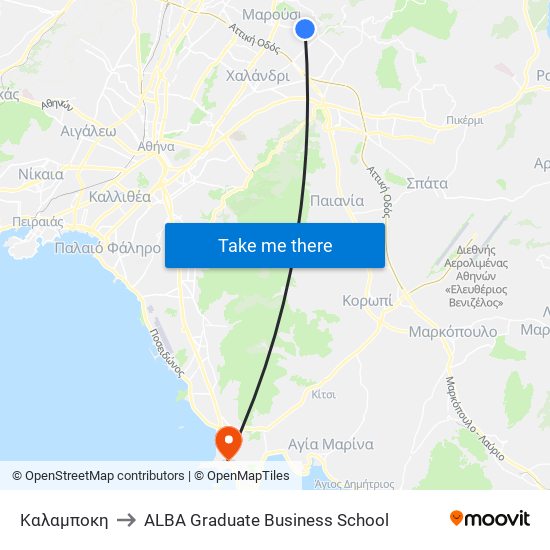Καλαμποκη to ALBA Graduate Business School map