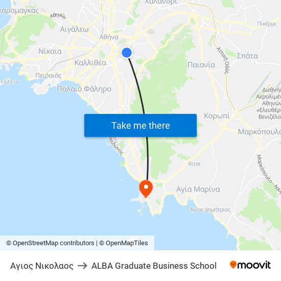 Αγιος Νικολαος to ALBA Graduate Business School map