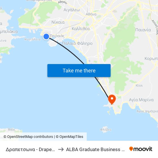 Δραπετσωνα - Drapetsona to ALBA Graduate Business School map
