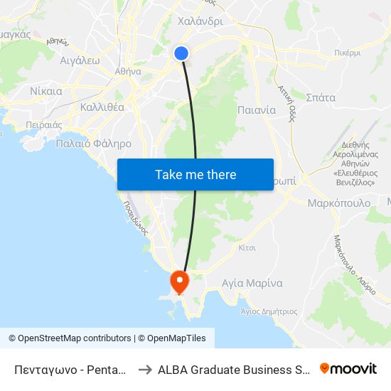 Πενταγωνο - Pentagono to ALBA Graduate Business School map