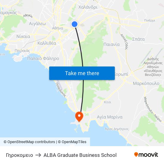 Γηροκομειο to ALBA Graduate Business School map