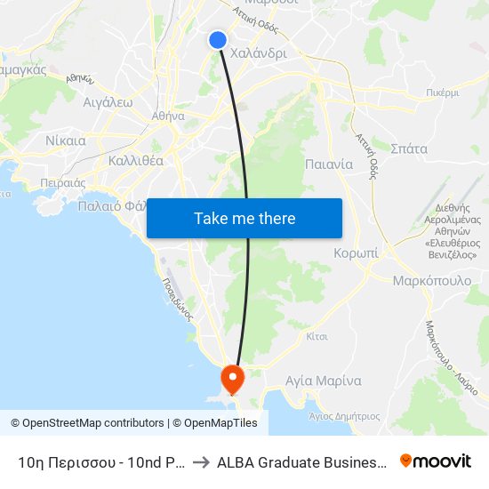 10η Περισσου - 10nd Perissou to ALBA Graduate Business School map