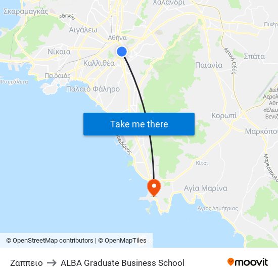 Ζαππειο to ALBA Graduate Business School map