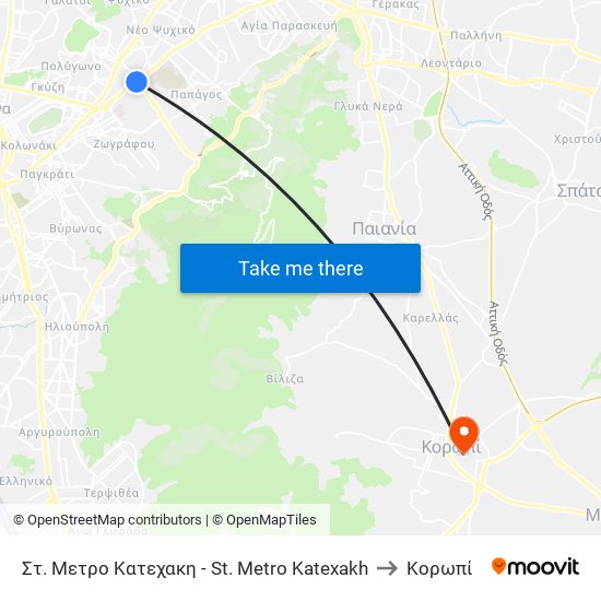 Στ. Μετρο Κατεχακη - St. Metro Katexakh to Κορωπί map