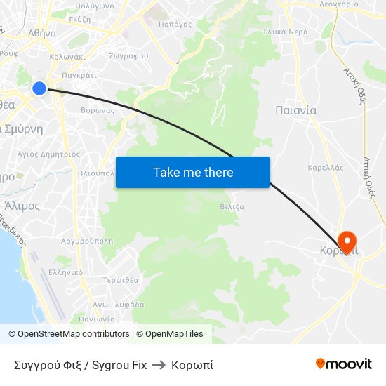 Συγγρού Φιξ / Sygrou Fix to Κορωπί map