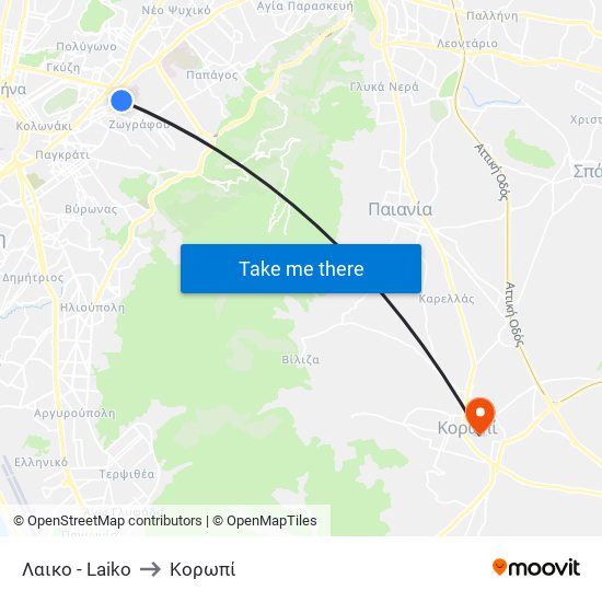 Λαικο - Laiko to Κορωπί map