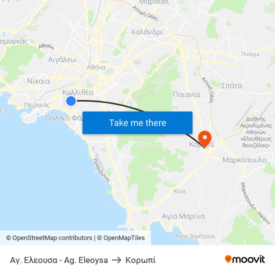 Αγ. Ελεουσα - Ag. Eleoysa to Κορωπί map