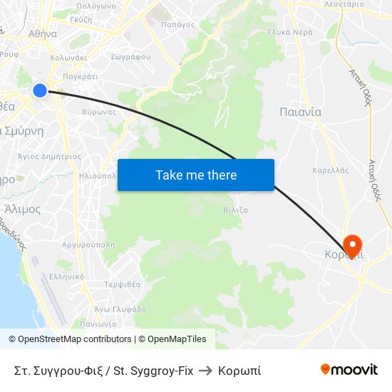 Στ. Συγγρου-Φιξ / St. Syggroy-Fix to Κορωπί map