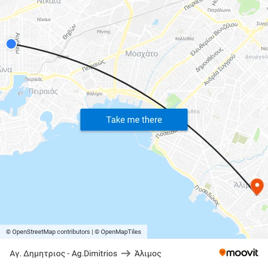 Αγ. Δημητριος - Ag.Dimitrios to Άλιμος map