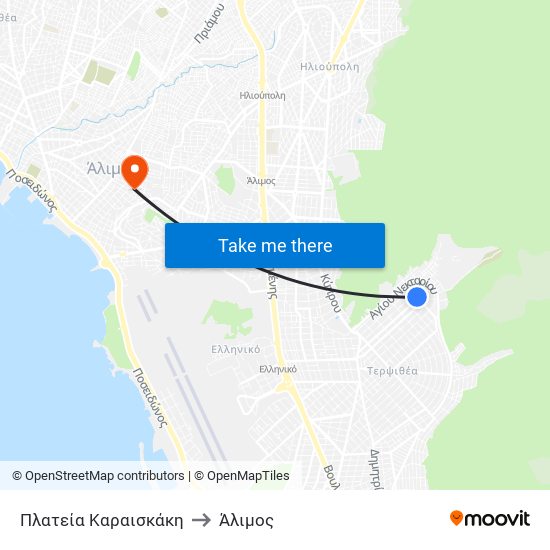 Πλατεία Καραισκάκη to Άλιμος map