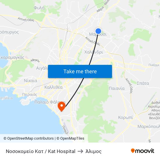 Νοσοκομείο Κατ / Kat Hospital to Άλιμος map