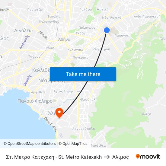 Στ. Μετρο Κατεχακη - St. Metro Katexakh to Άλιμος map