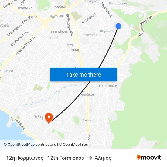 12η Φορμιωνος - 12th Formionos to Άλιμος map