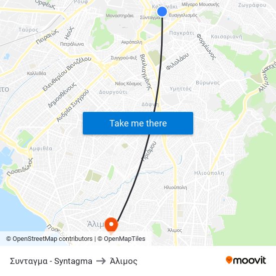 Συνταγμα - Syntagma to Άλιμος map