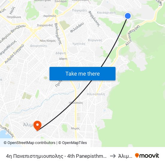 4η Πανεπιστημιουπολης - 4th Panepisthmioypolhs to Άλιμος map