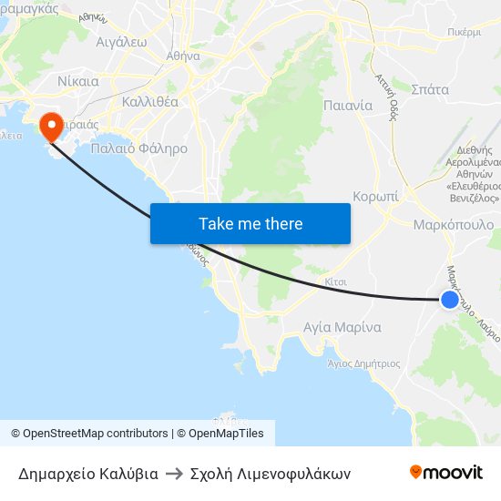 Δημαρχείο Καλύβια to Σχολή Λιμενοφυλάκων map