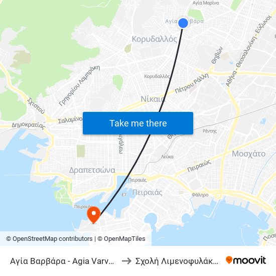Αγία Βαρβάρα - Agia Varvara to Σχολή Λιμενοφυλάκων map