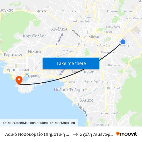Λαικό Νοσοκομείο (Δημοτική Συγκοινωνία) to Σχολή Λιμενοφυλάκων map