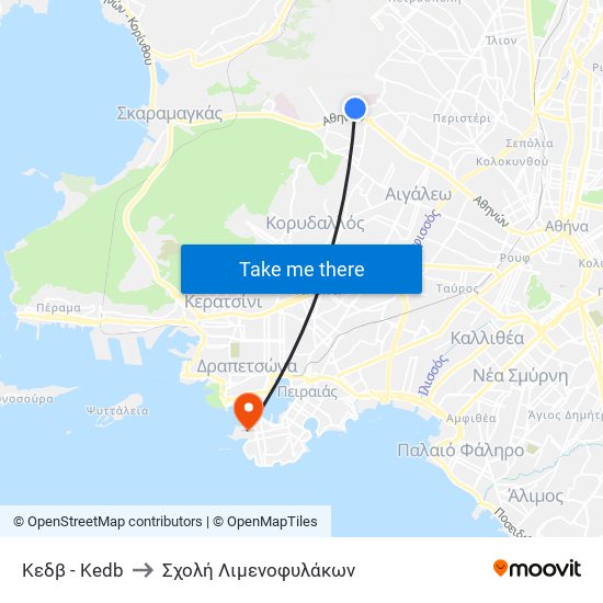 Κεδβ - Kedb to Σχολή Λιμενοφυλάκων map