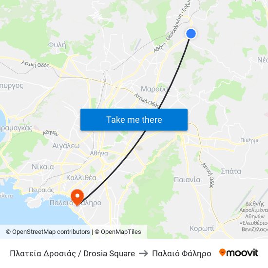 Πλατεία Δροσιάς / Drosia Square to Παλαιό Φάληρο map