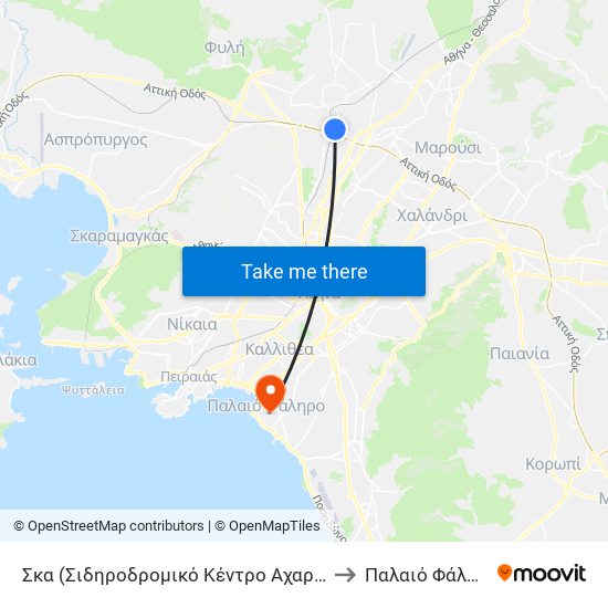 Σκα (Σιδηροδρομικό Κέντρο Αχαρνών) to Παλαιό Φάληρο map