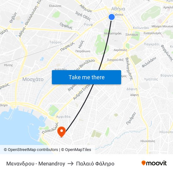 Μενανδρου - Menandroy to Παλαιό Φάληρο map