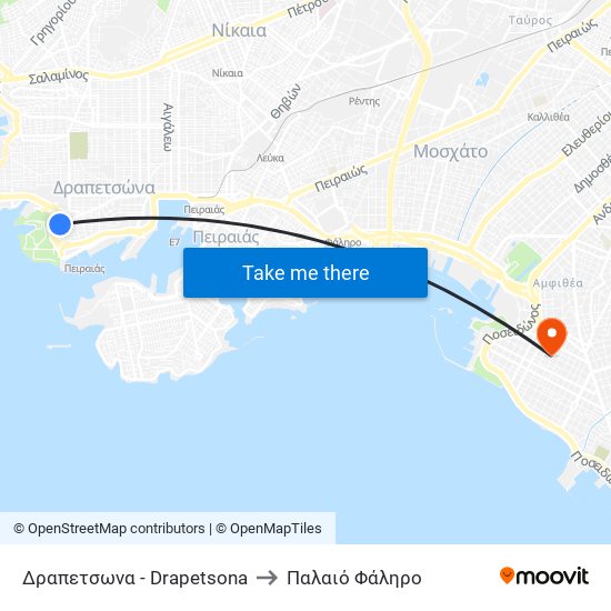 Δραπετσωνα - Drapetsona to Παλαιό Φάληρο map