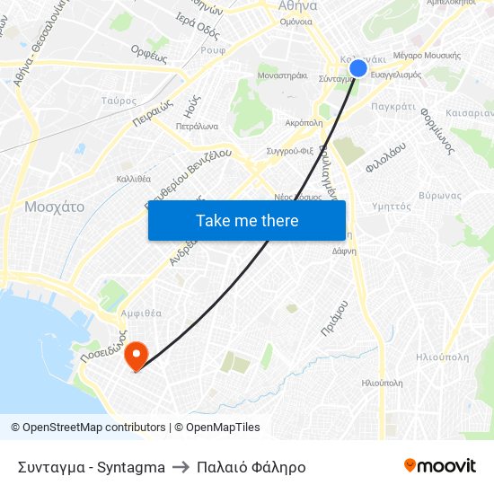 Συνταγμα - Syntagma to Παλαιό Φάληρο map