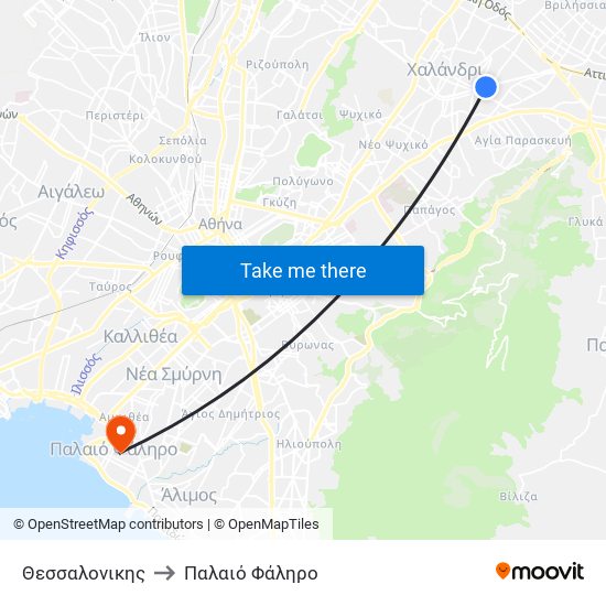Θεσσαλονικης to Παλαιό Φάληρο map